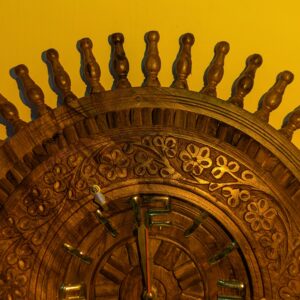 Lerili Megamall Hand Carved Wooden Round Floral Wall Clock